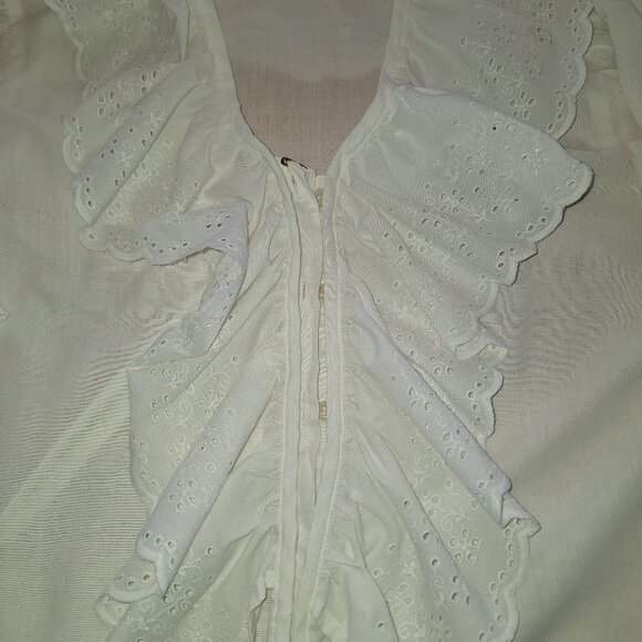 Vintage Romantic Button-Up Blouse with Ruffles and Lace - Picture 2 of 5